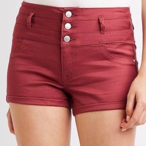 Burgundy High Waisted Shorts